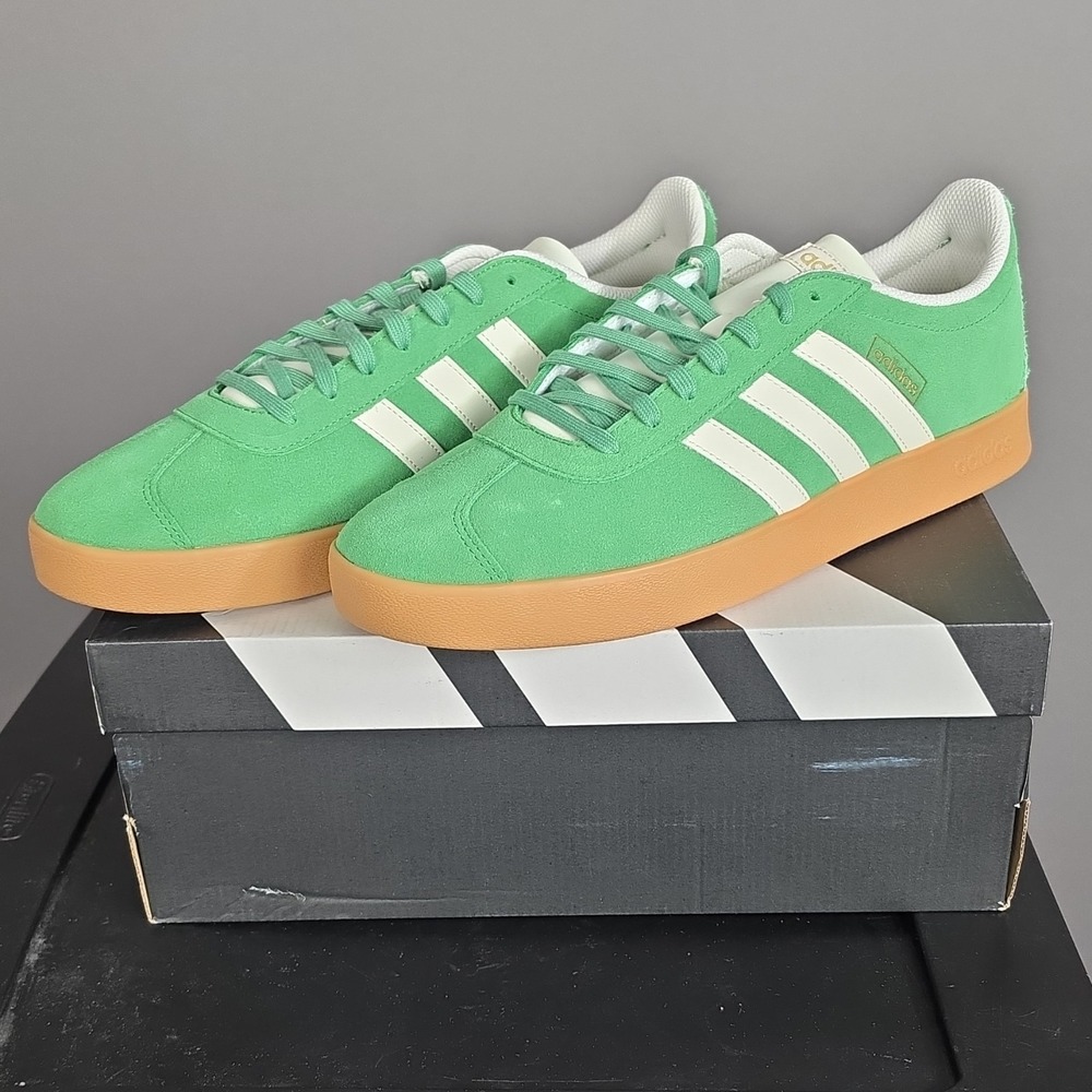 Adidas VL Court 2.0 Green Suede Gum Sole Mens Sneakers JH5077 Size 12 New